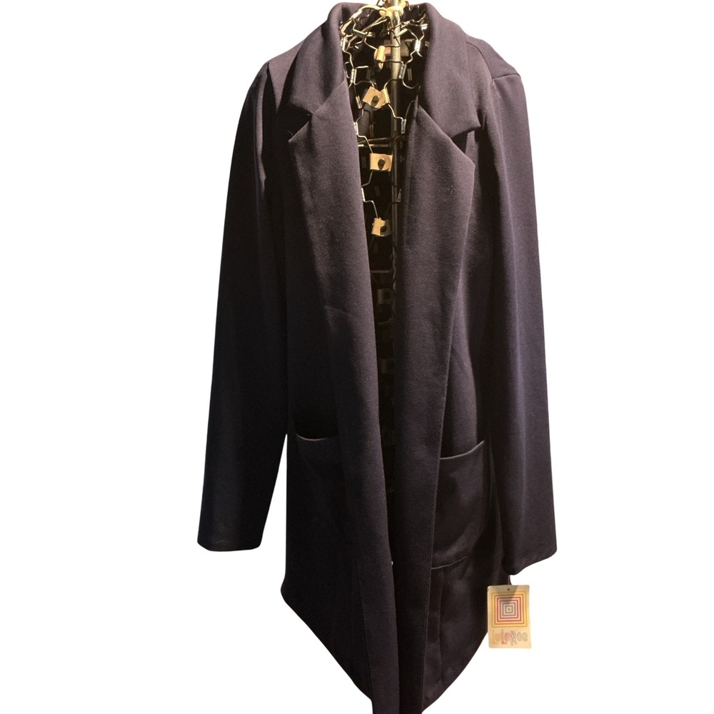LuLaRoe Gwen Blazer Navy Blue Open Front Longline Jacket NWT Medium